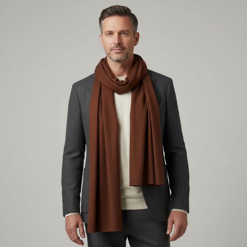 Foulard Homme Uni Marron