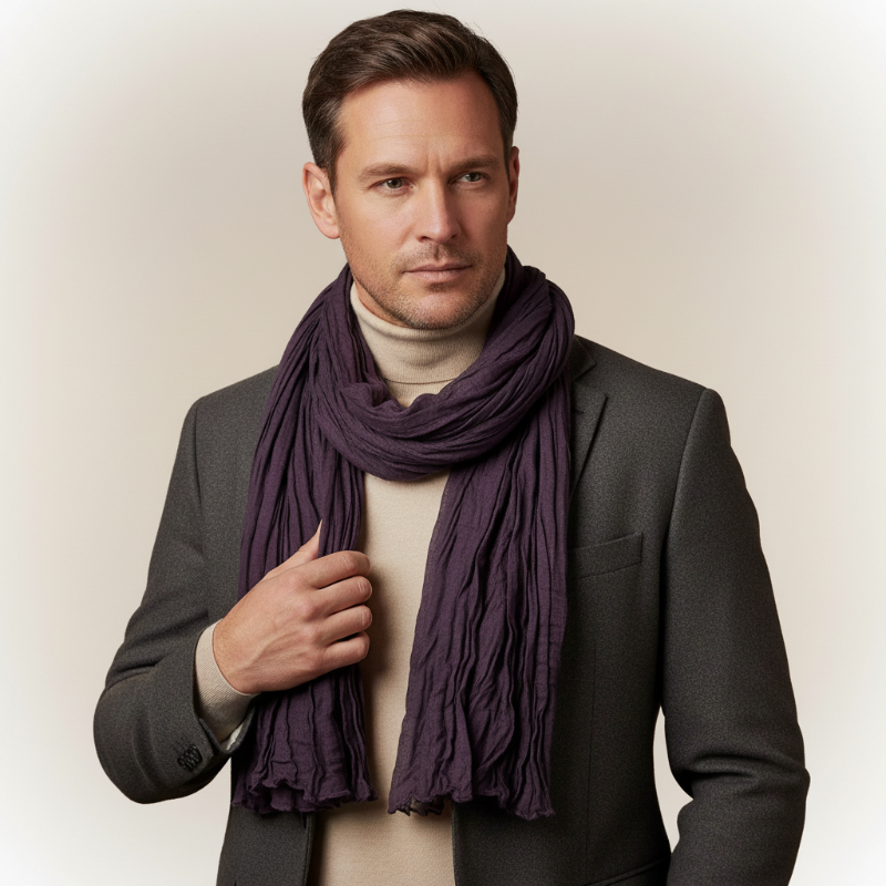 Foulard Homme Uni Violet Prune