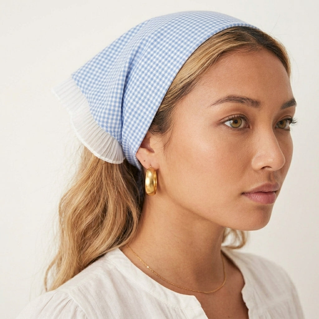 Foulard Bandana à Carreaux Vichy Bleu