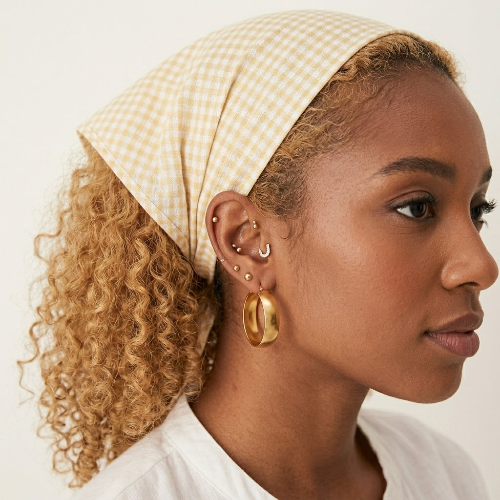 Foulard Bandana à Carreaux Vichy Jaune