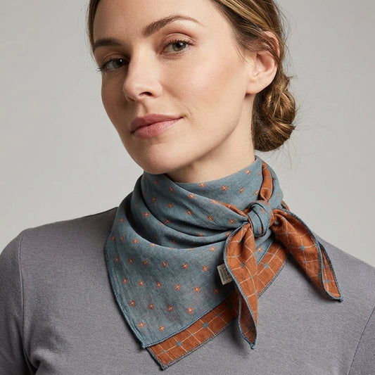 
Foulard Bandana en Coton Bleu et Orange