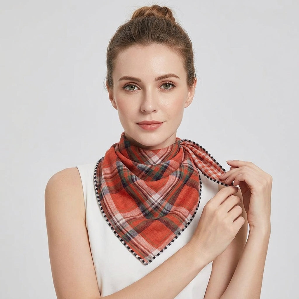 
Foulard Bandana en Coton motif à Carreaux Rouge