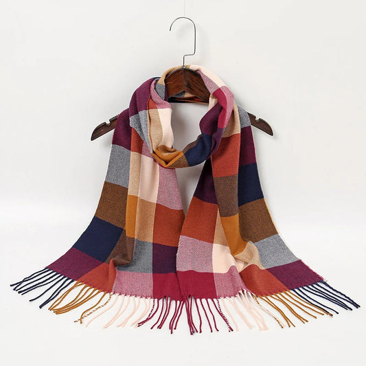 Foulard Bleu marine et Rouge Cachemire à Carreaux