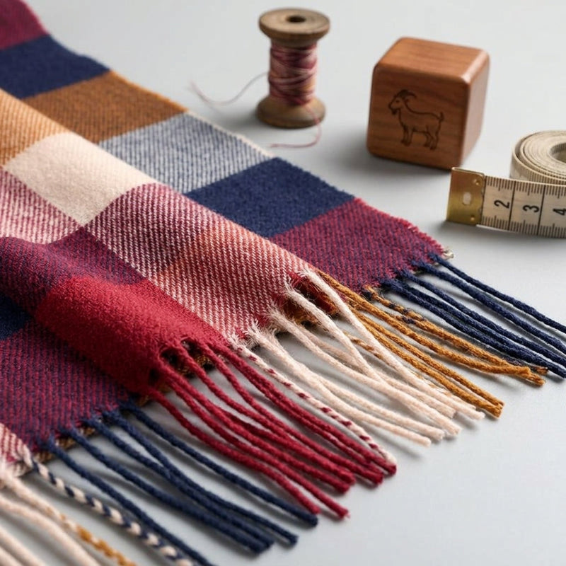 Foulard Bleu marine et Rouge Cachemire à Carreaux