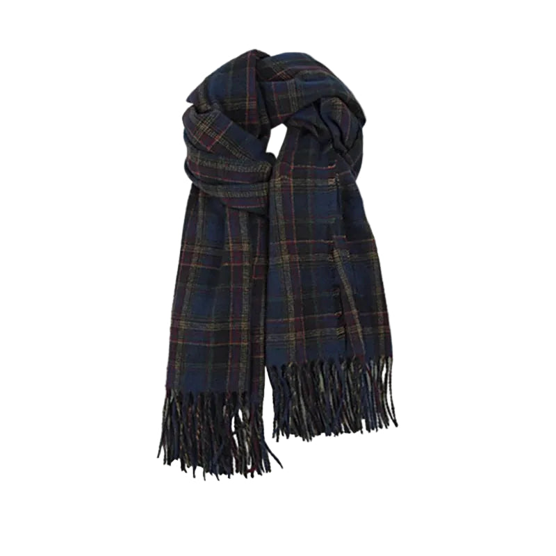 Foulard Cachemire à Carreaux Bleu Marine