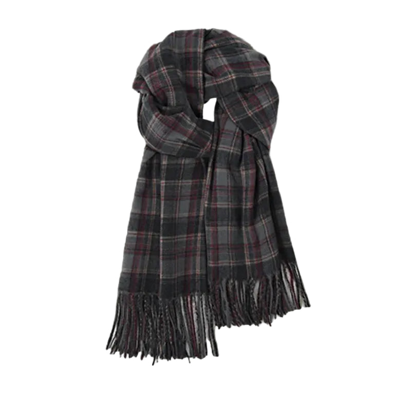 Foulard Cachemire à Carreaux Gris