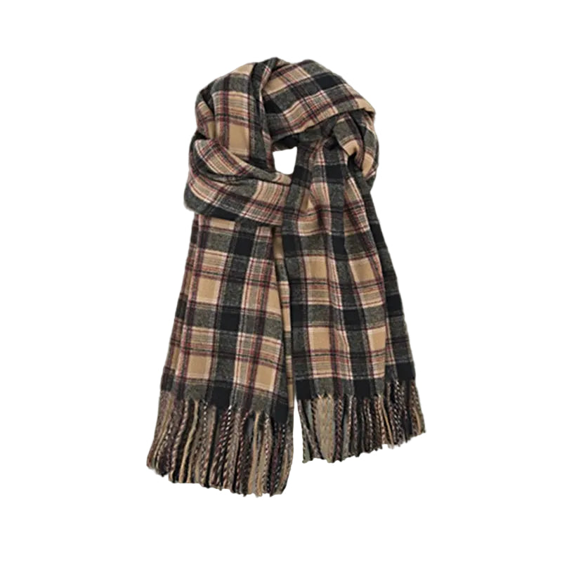 Foulard Cachemire à Carreaux Kaki