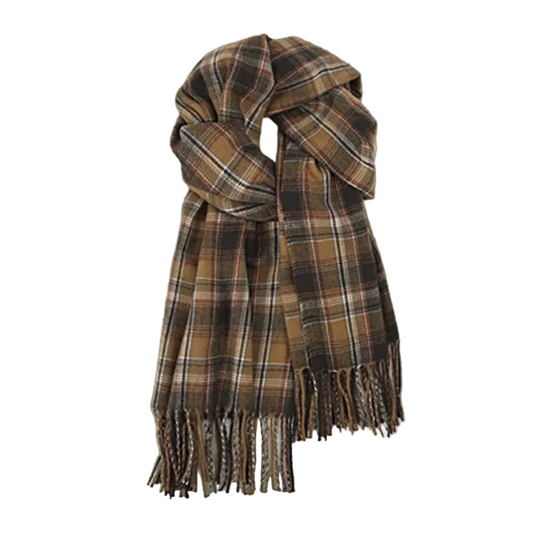 Foulard Cachemire à Carreaux Marron