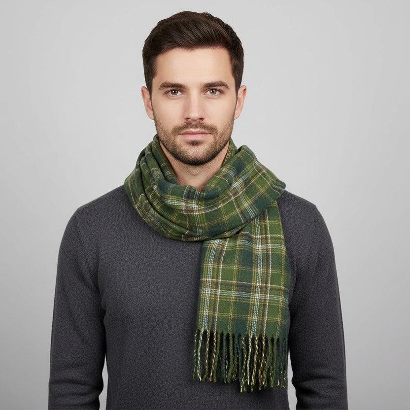 Foulard Cachemire à Carreaux Vert
