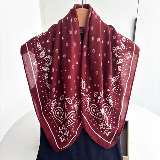 Foulard Carré Femme motif Paisley Rouge