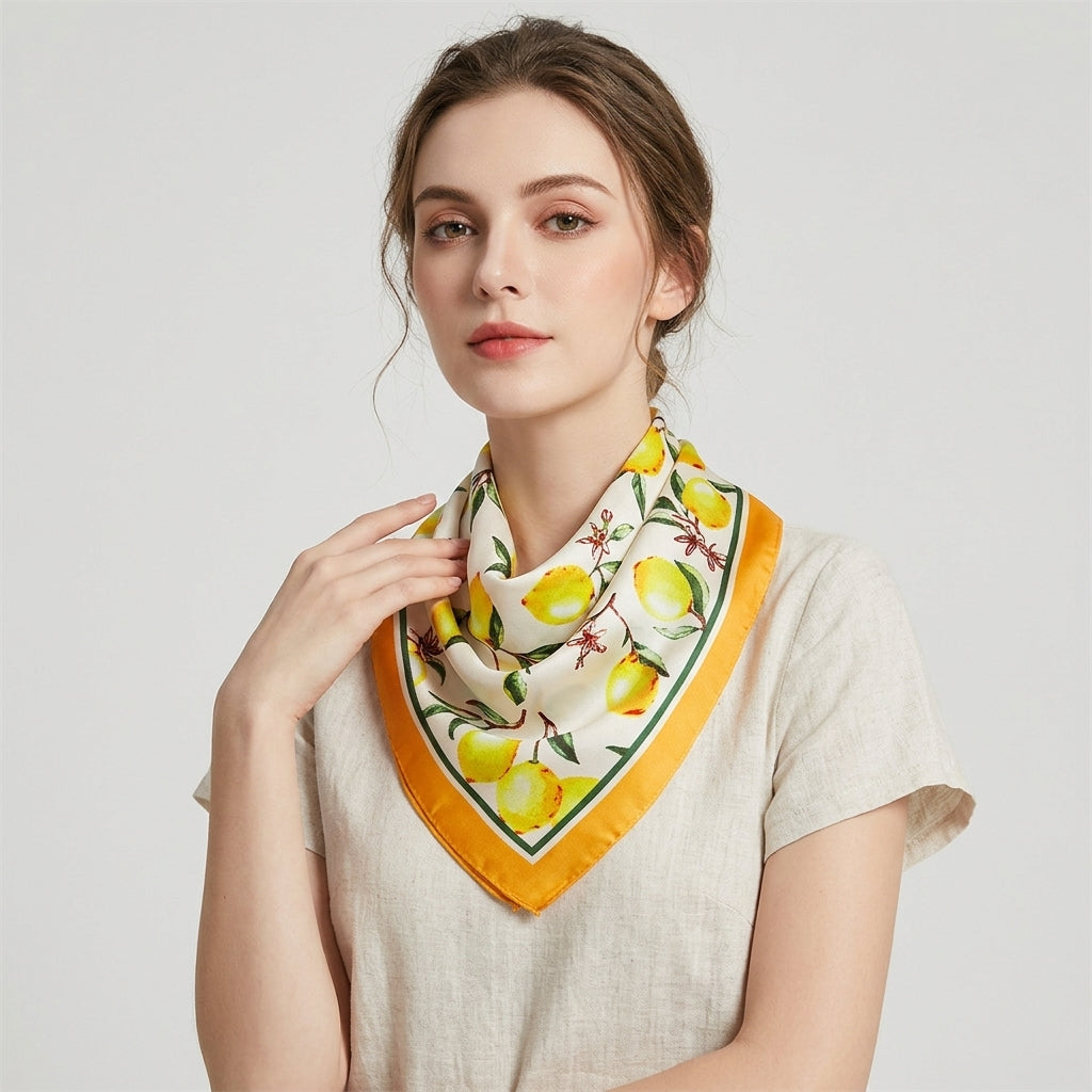 Foulard Citron Carré en Soie