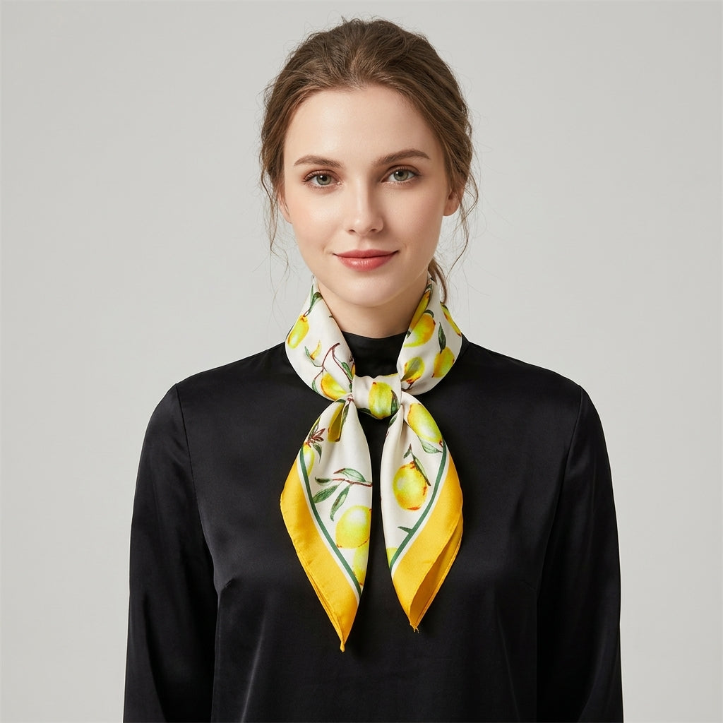 Foulard Citron Carré en Soie