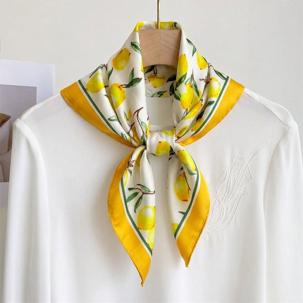 Foulard Citron Carré en Soie