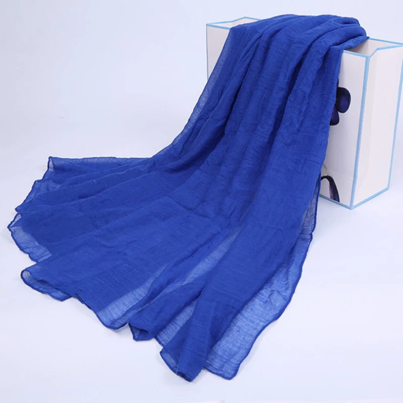 Foulard Coton et Lin Uni Bleu Royal
