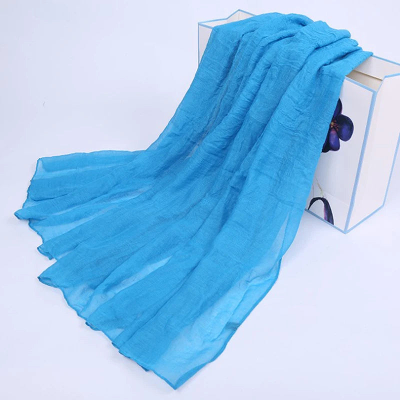 Foulard Coton et Lin Uni Bleu ciel