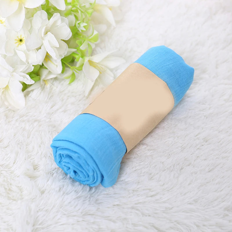 Foulard Coton et Lin Uni Bleu ciel