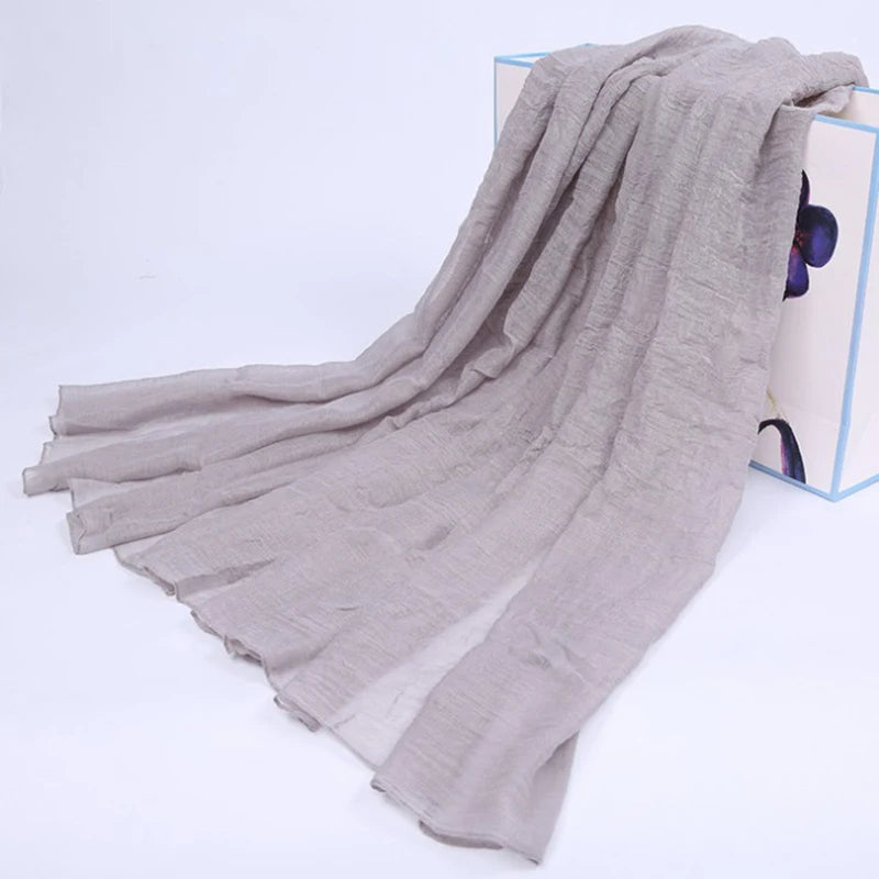 Foulard Coton et Lin Uni Gris
