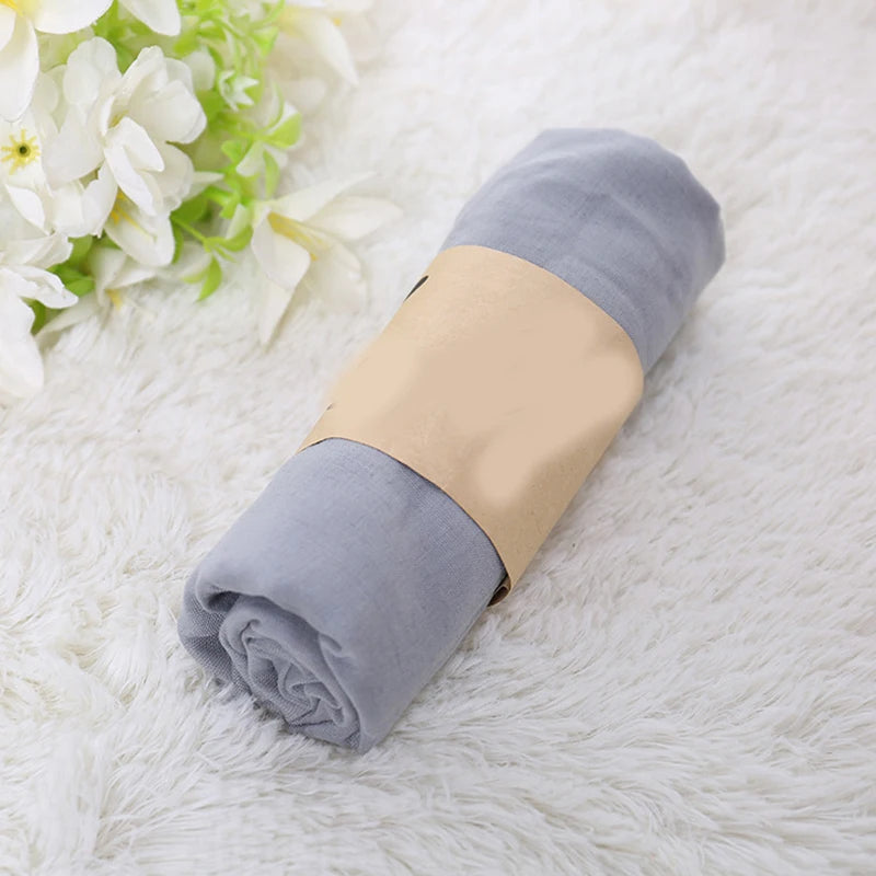 Foulard Coton et Lin Uni Gris