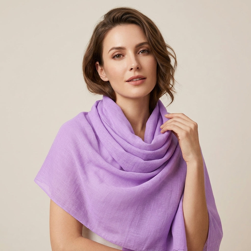 Foulard Coton et Lin Uni Parme