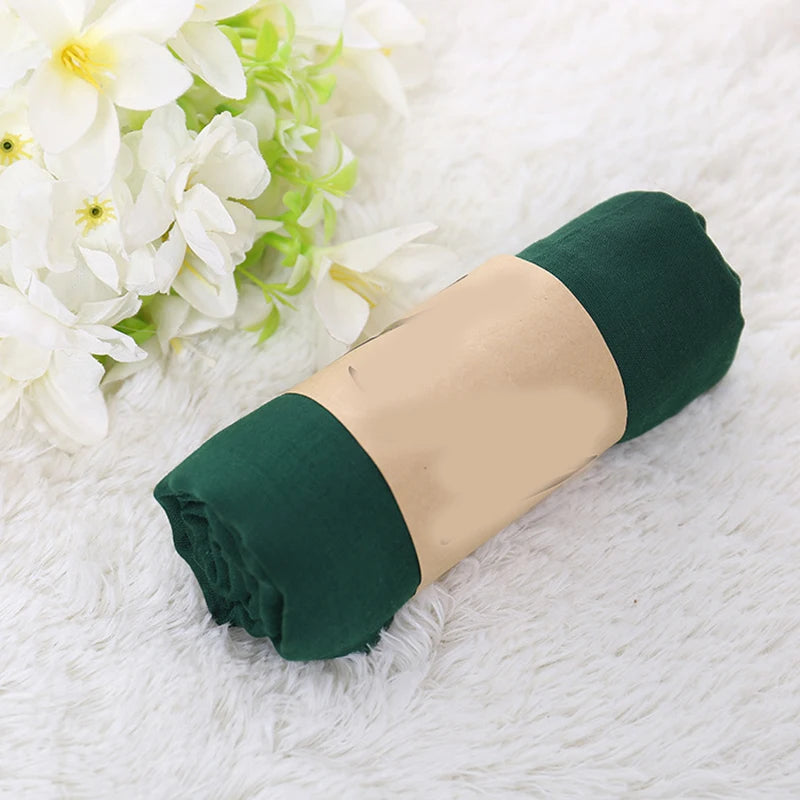 Foulard Coton et Lin Uni Vert Foncé