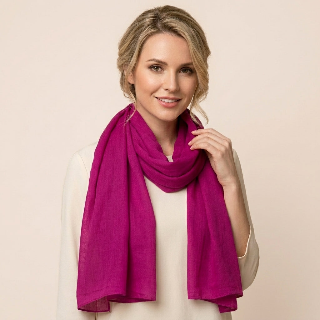 Foulard Coton et Lin Uni Violet