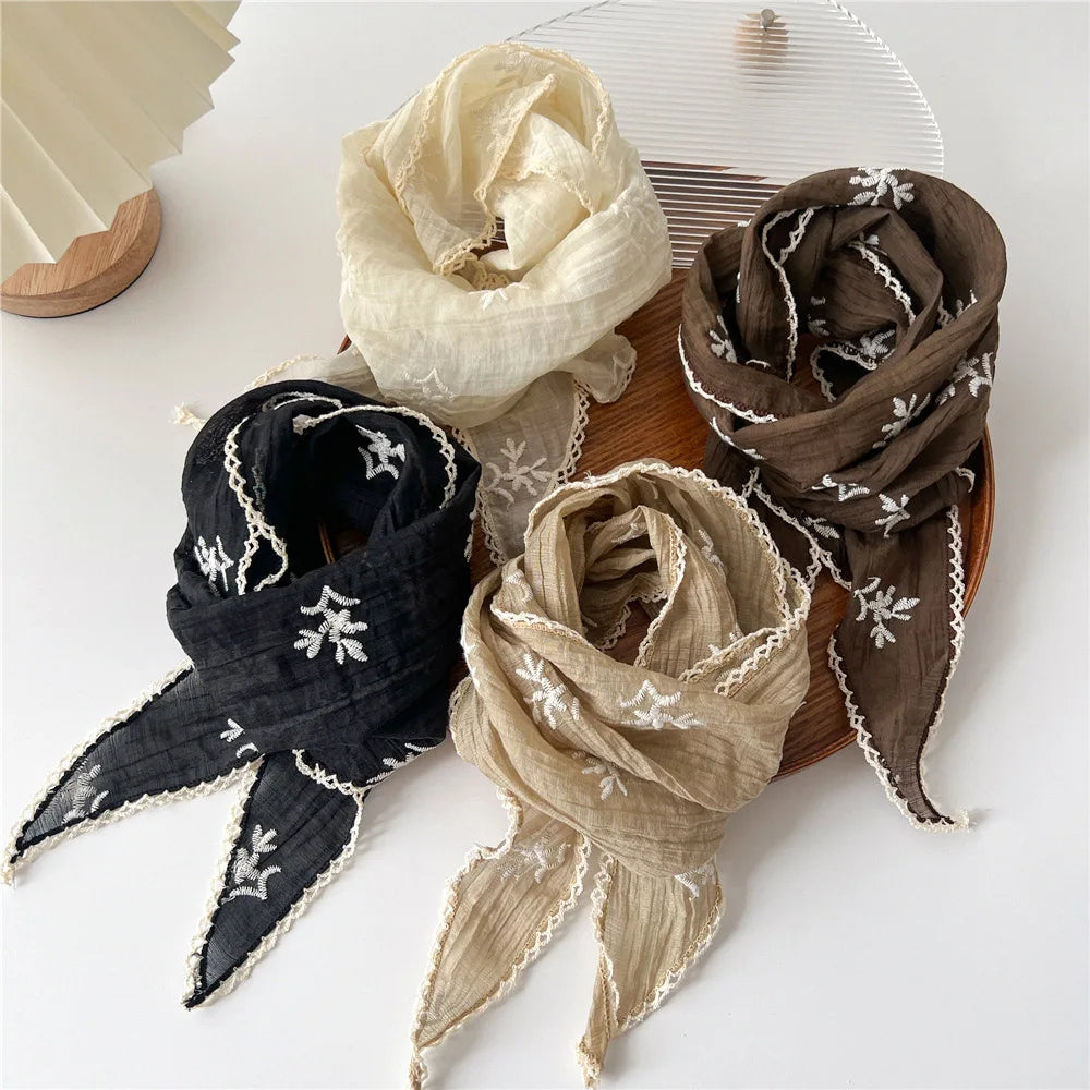Foulard Dentelle et Lin Femme