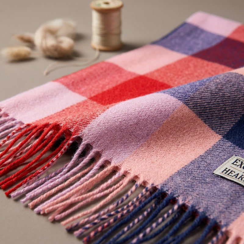
Foulard Femme Rouge et Rose Cachemire à Carreaux