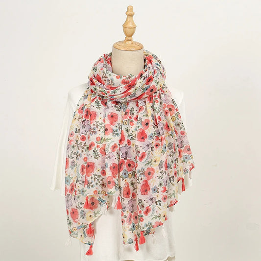 
Foulard Fleuri en Coton et Lin