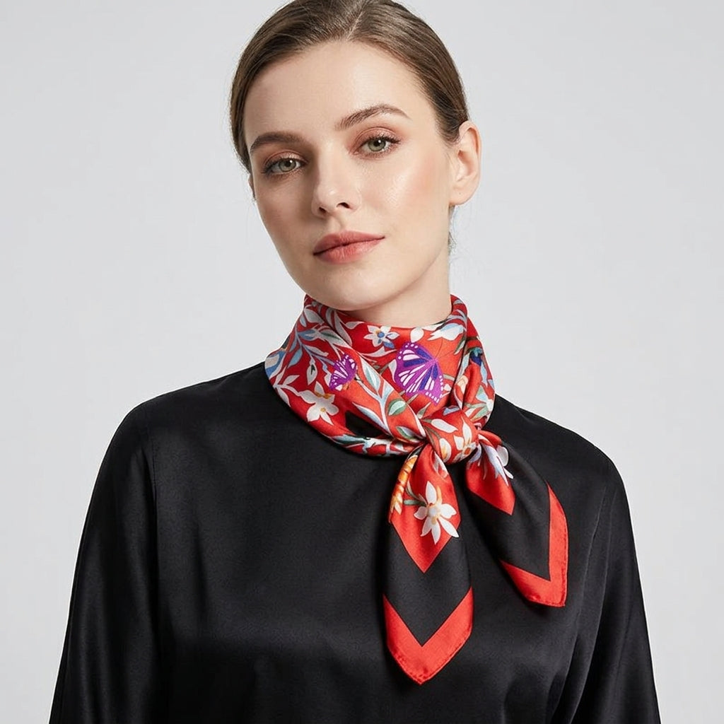 Foulard Fleurs Carré en Soie
