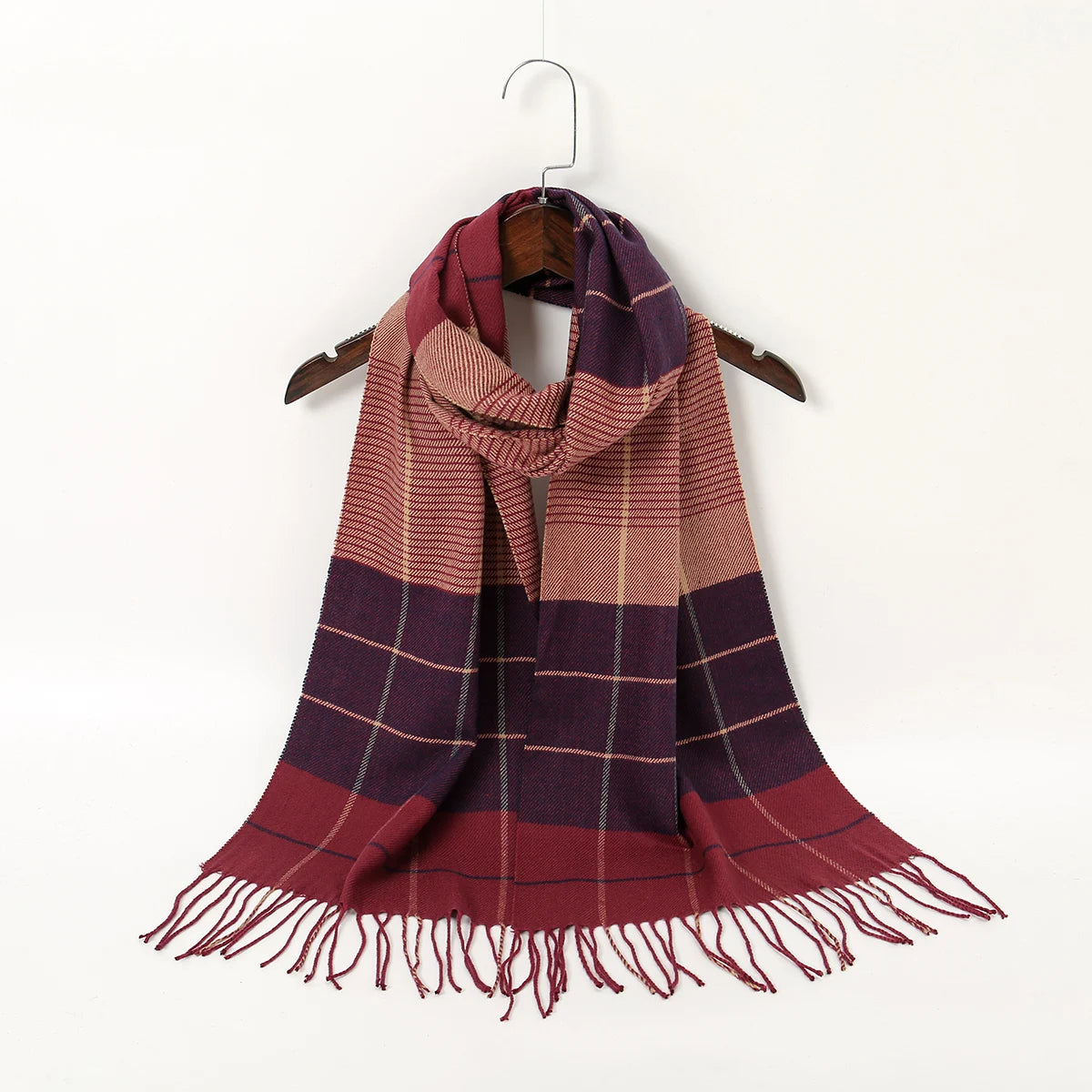 Foulard Homme Bordeaux Cachemire à Carreaux