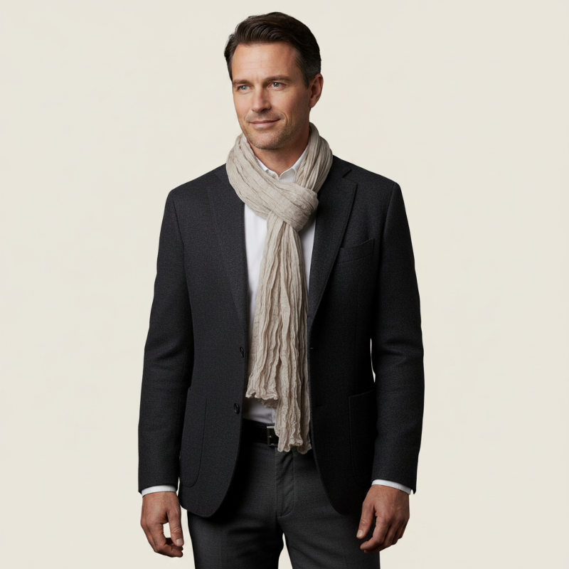 
Foulard Homme Uni Beige 2