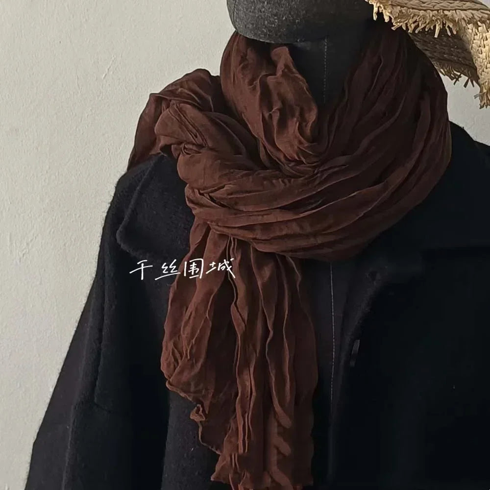 Foulard Homme Uni Marron