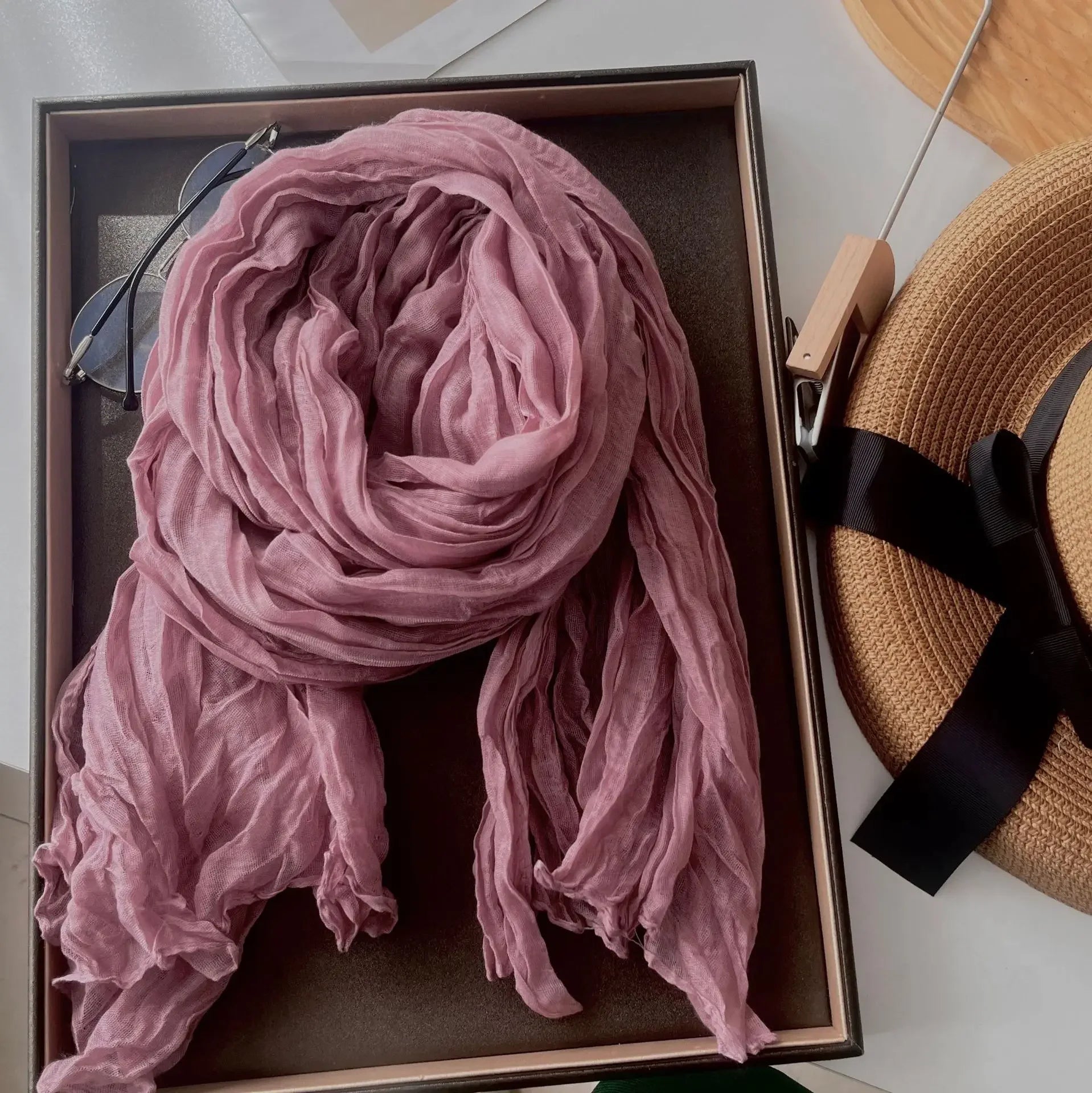 Foulard Homme Uni Rose