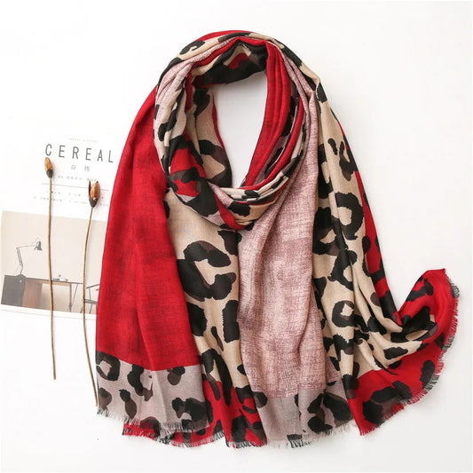 Foulard Léopard Rouge Lin de Coton