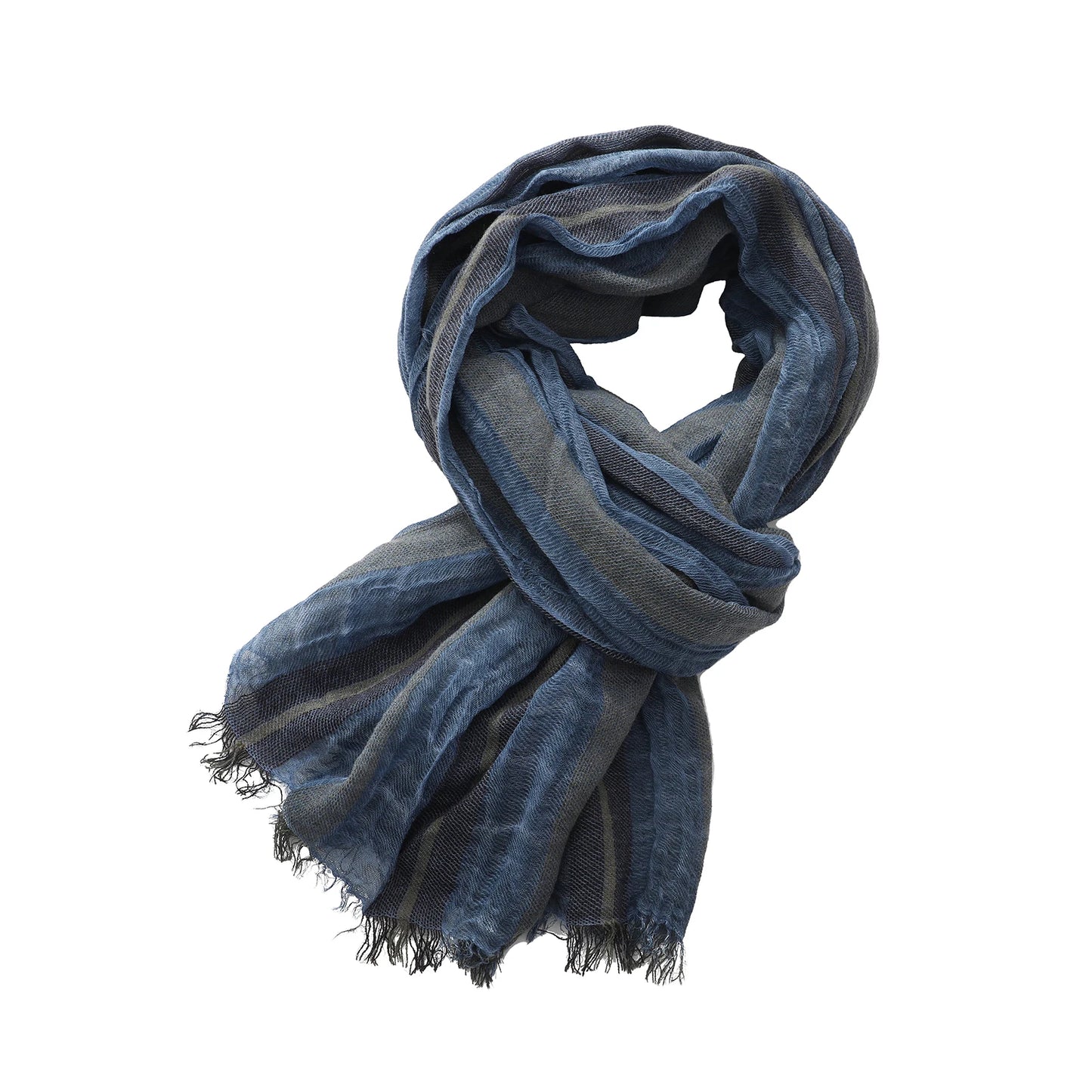 Foulard Lin Rayé Bleu Écharpe Homme