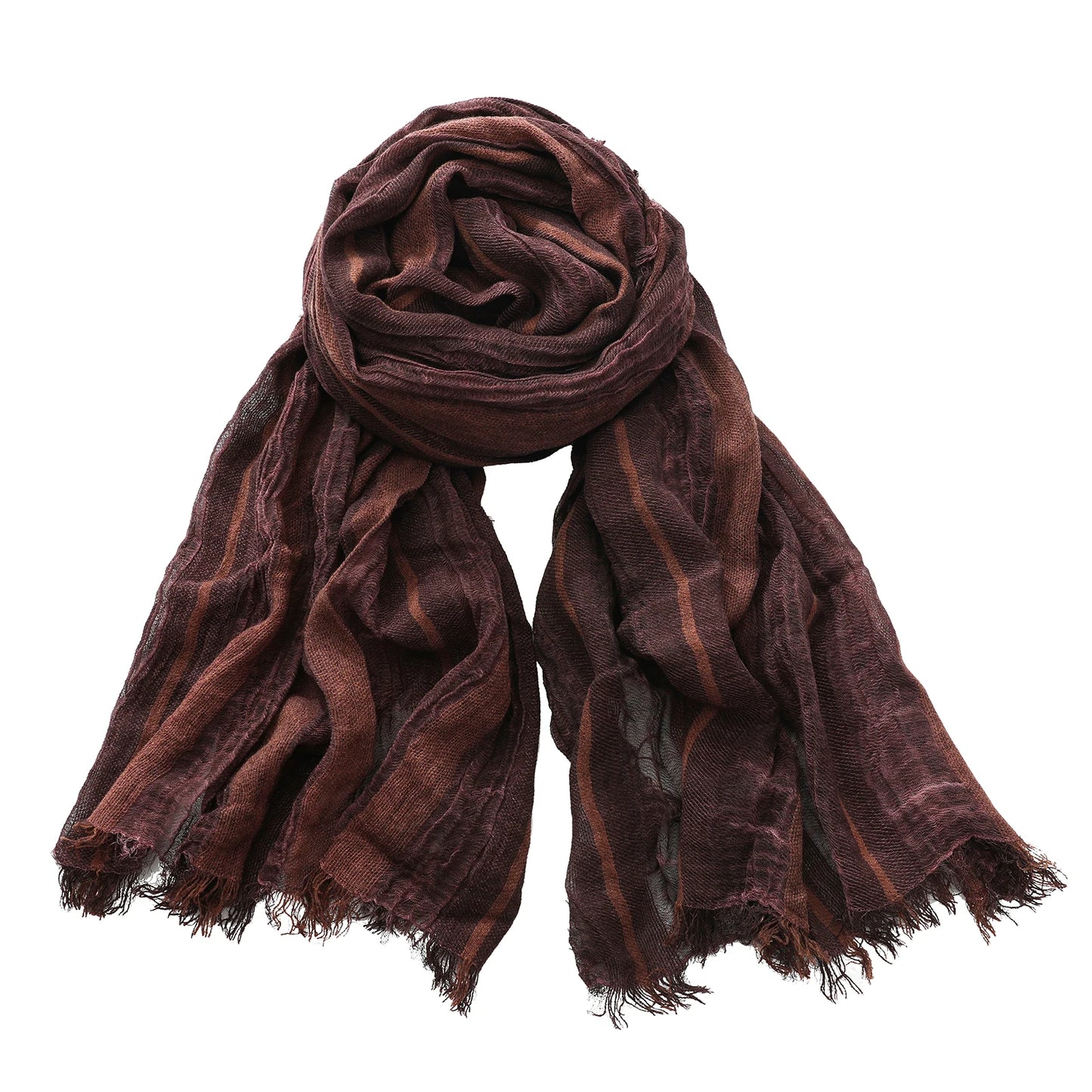Foulard Lin Rayé Bordeaux Écharpe Homme