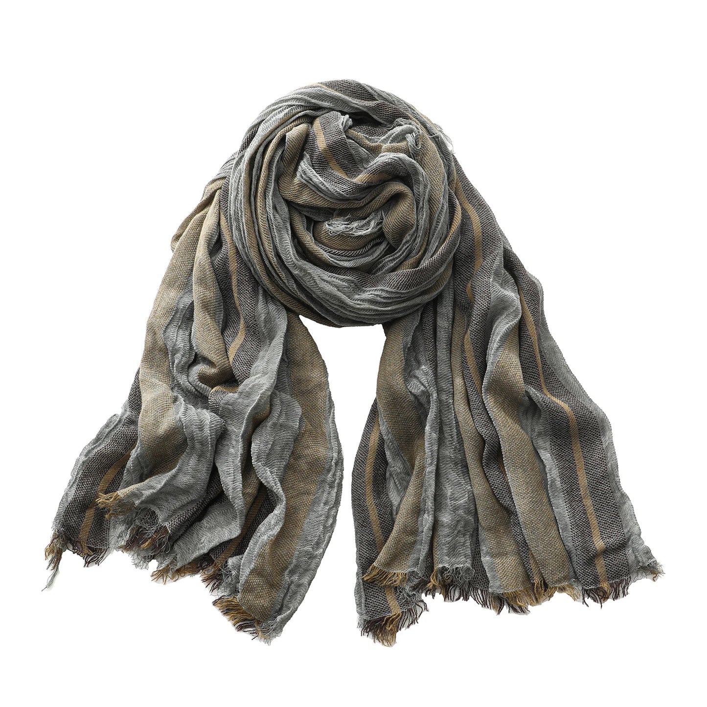 Foulard Lin Rayé Gris Écharpe Homme