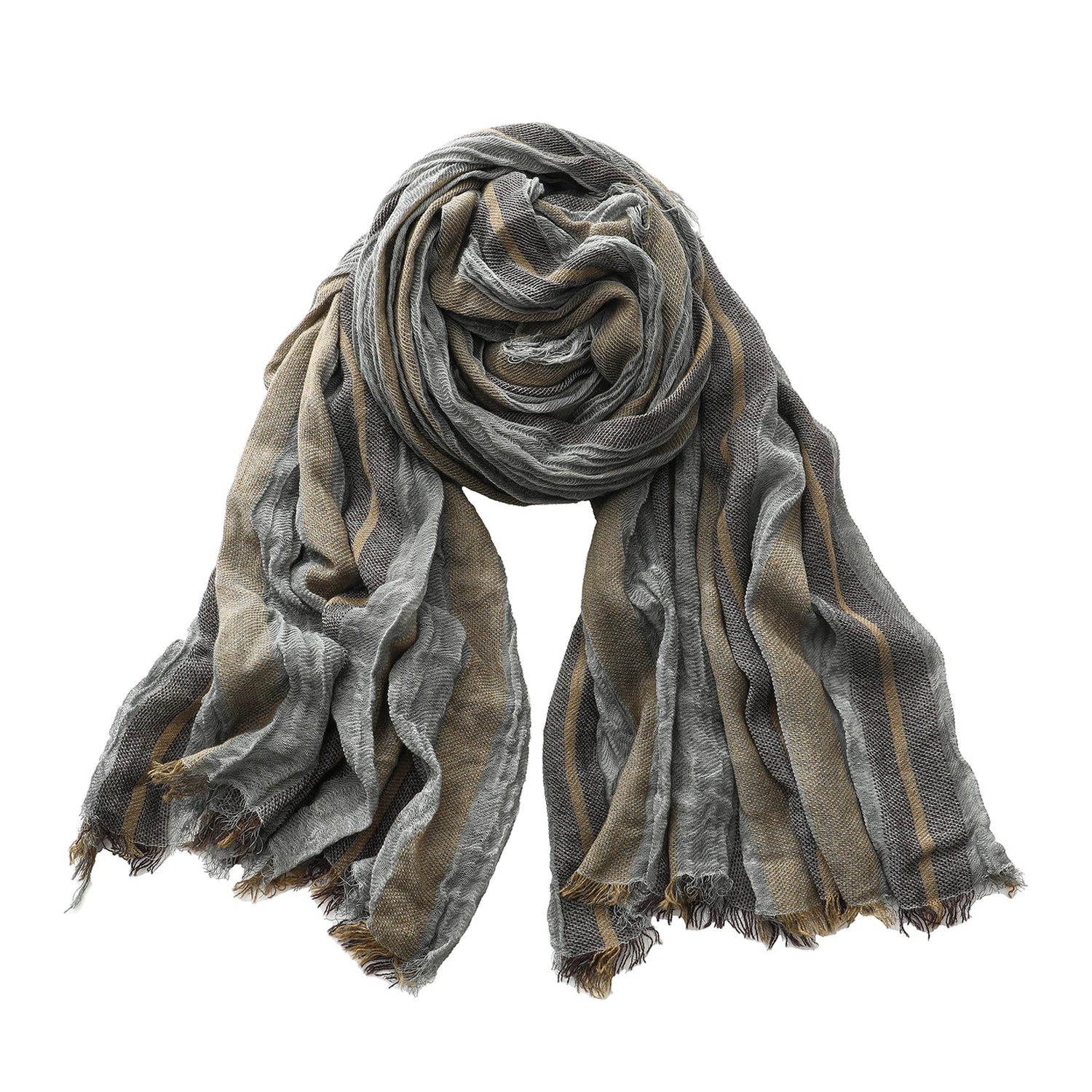Foulard Lin Rayé Gris Écharpe Homme