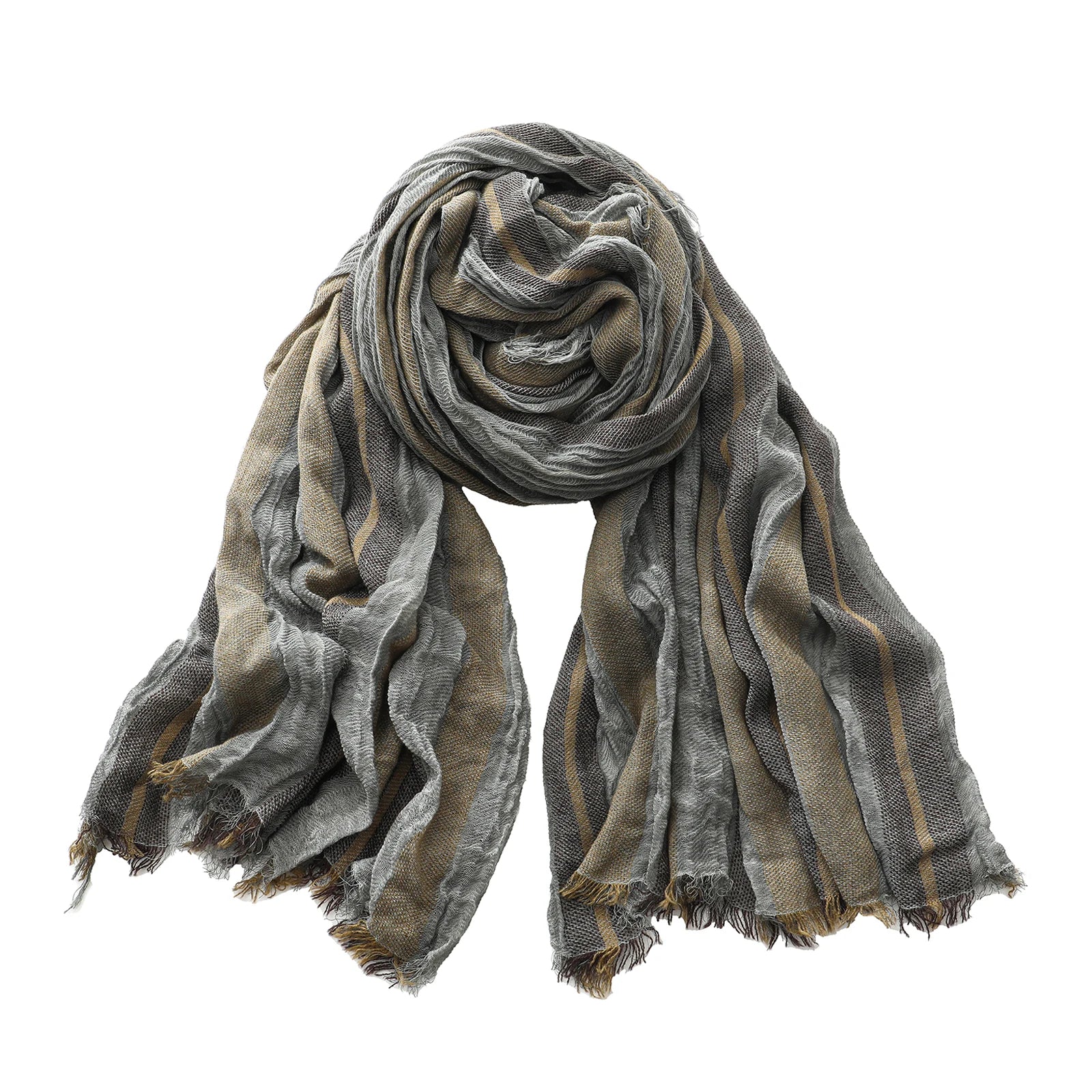 Foulard Lin Rayé Gris Écharpe Homme