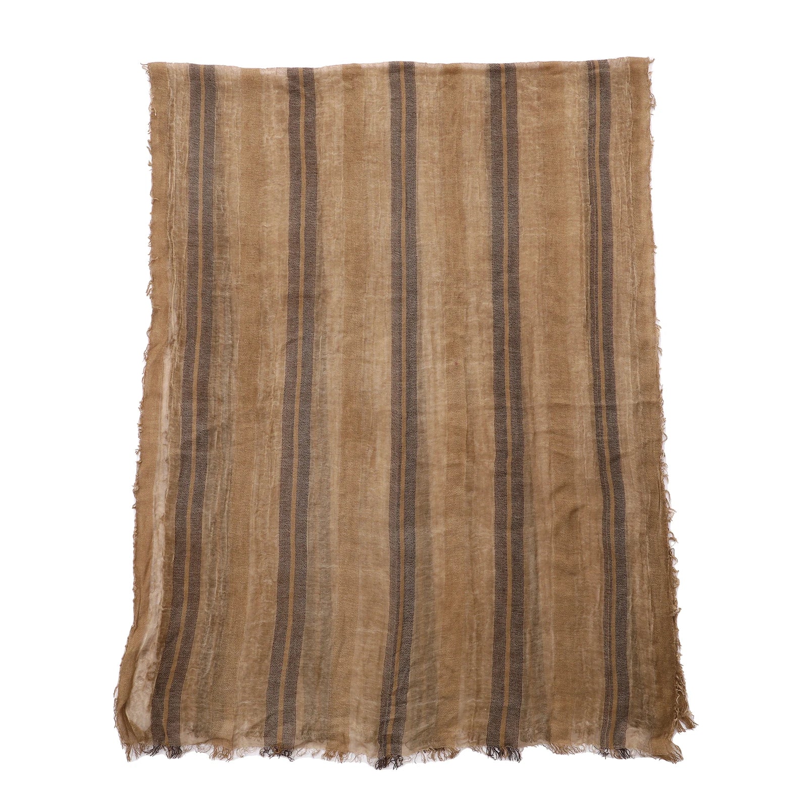 Foulard Lin Rayé Kaki Écharpe Homme