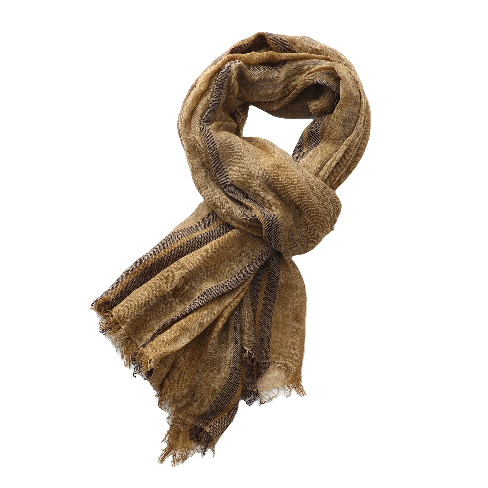 Foulard Lin Rayé Kaki Écharpe Homme