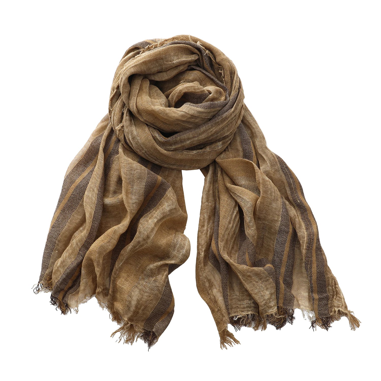 Foulard Lin Rayé Kaki Écharpe Homme