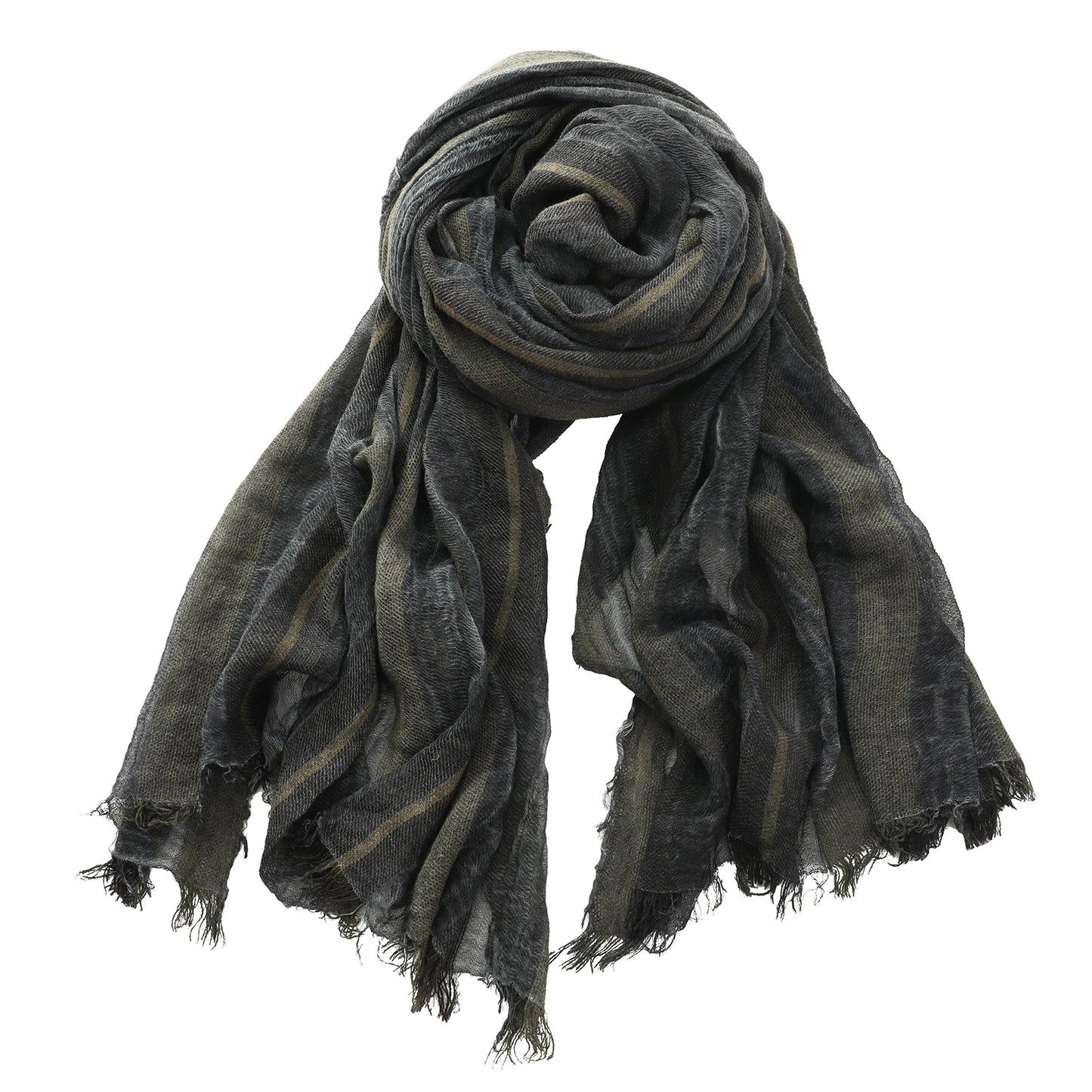Foulard Lin Rayé Noir Écharpe Homme