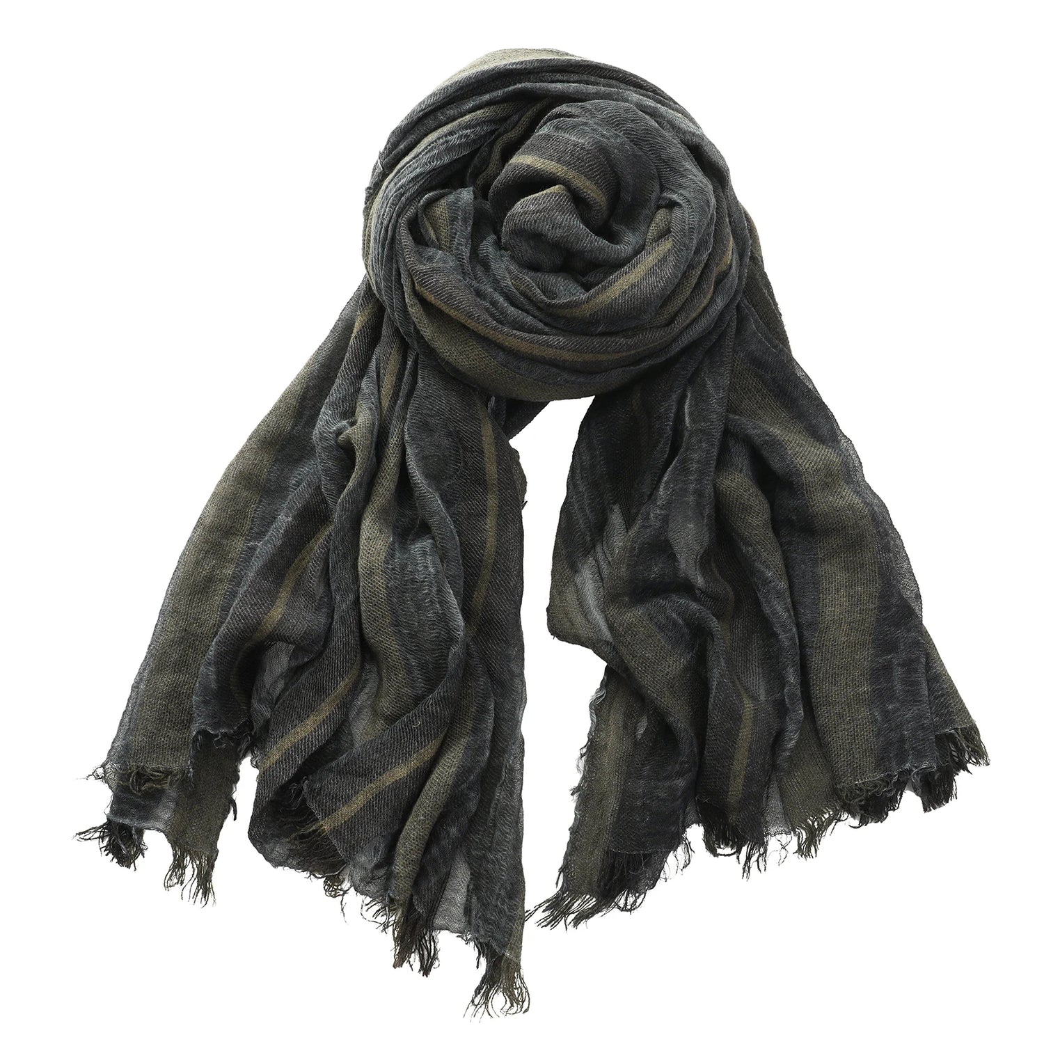 Foulard Lin Rayé Noir Écharpe Homme
