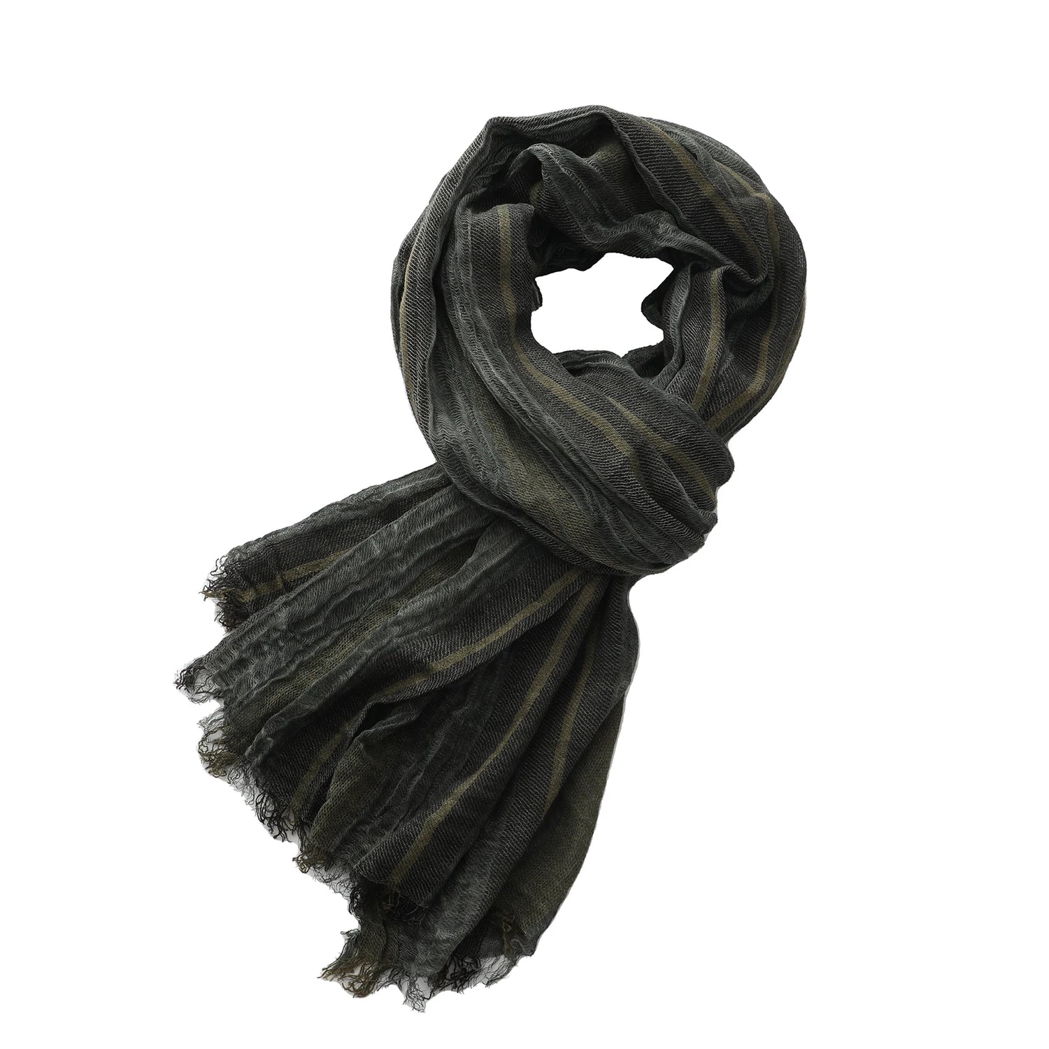 Foulard Lin Rayé Noir Écharpe Homme