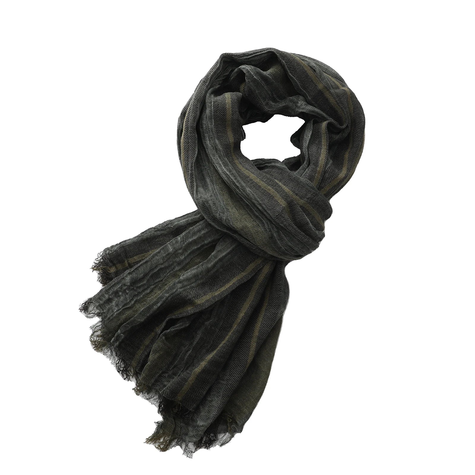 Foulard Lin Rayé Noir Écharpe Homme