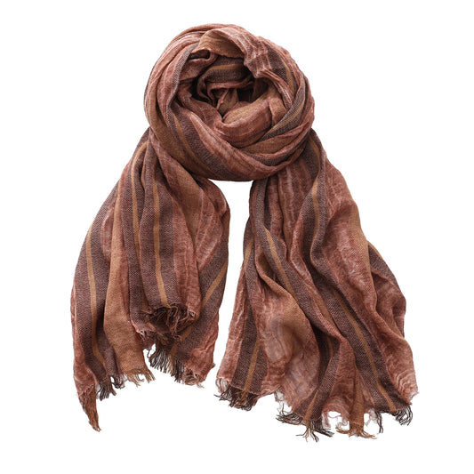 Foulard Lin Rayé Vieux Rose Écharpe Homme