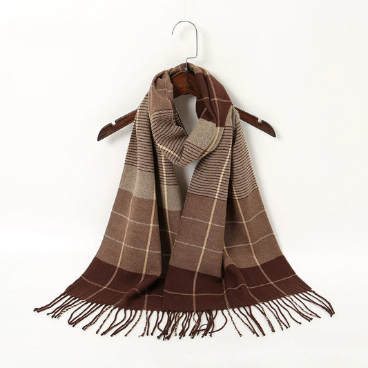 Foulard Marron Cachemire à Carreaux
