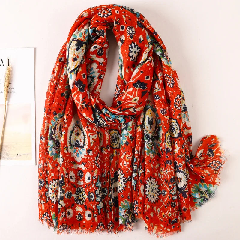 Foulard Rectangulaire Femme Rouge et Noir