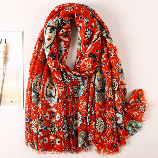 Foulard Rectangulaire Femme Rouge et Noir
